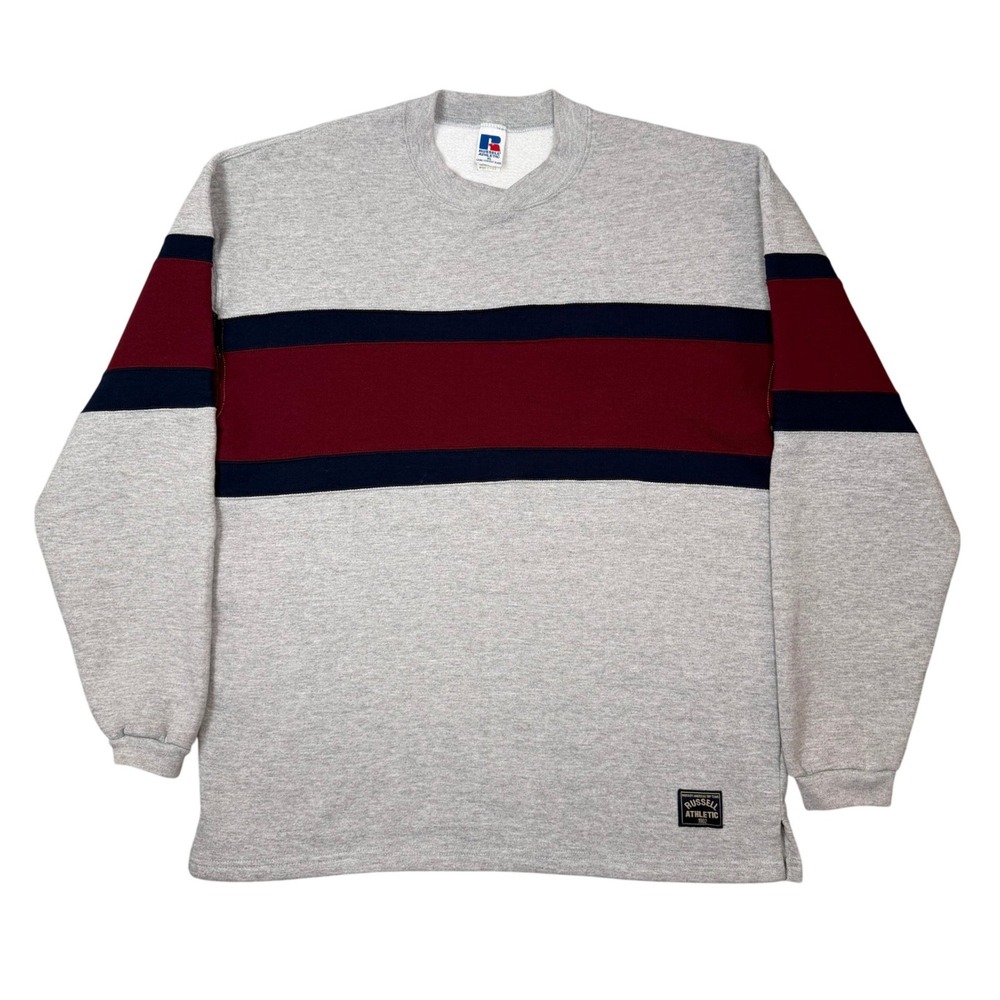 Vtg 90s Russell Athletic Crewneck Sweatshirt Mens XL Grey Maroon Made in USA